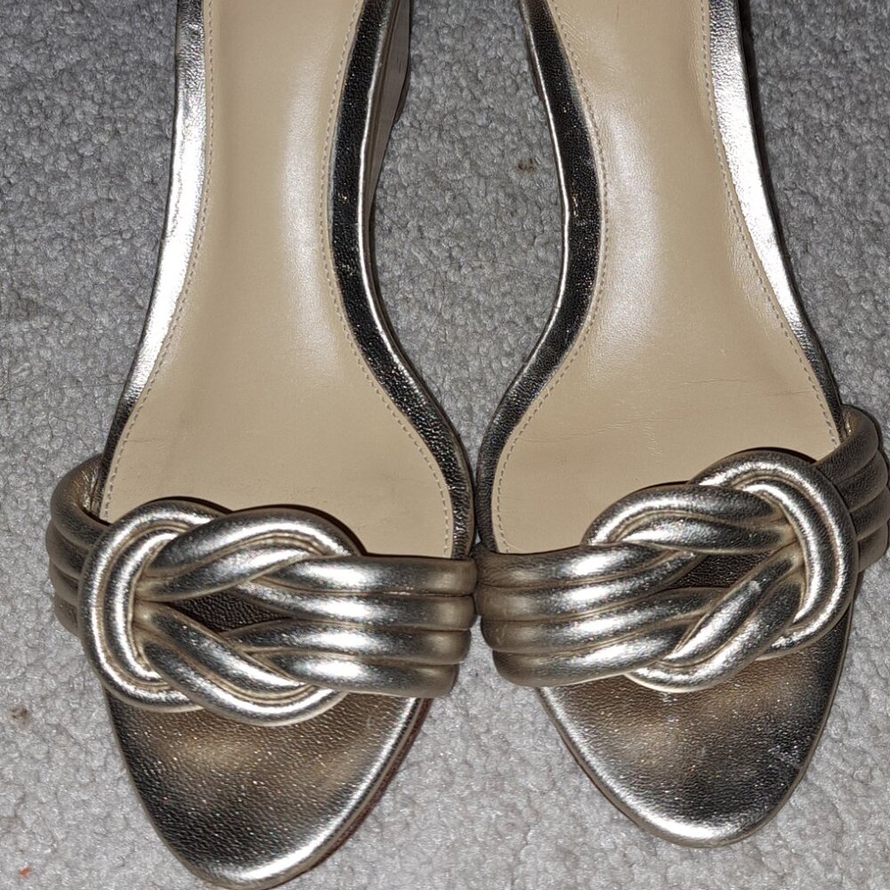 Alexandre Birman Vicky Metallic Leather Wedge Sandals